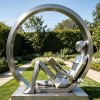 Geometric Abstract Reading Figure Sculpture