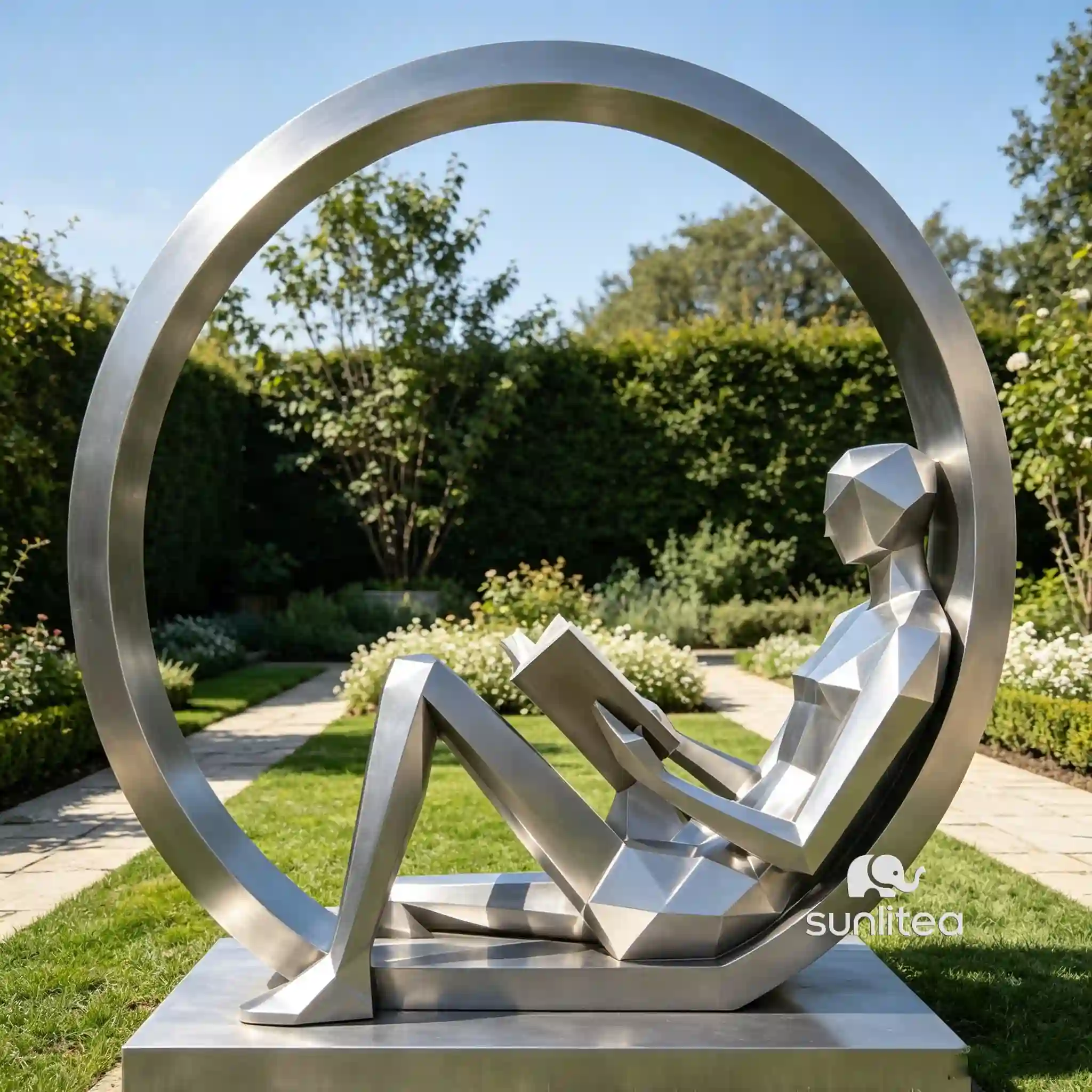 Geometric Abstract Reading Figure Sculpture