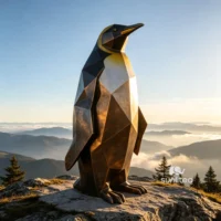 Geometric Penguin Sculpture