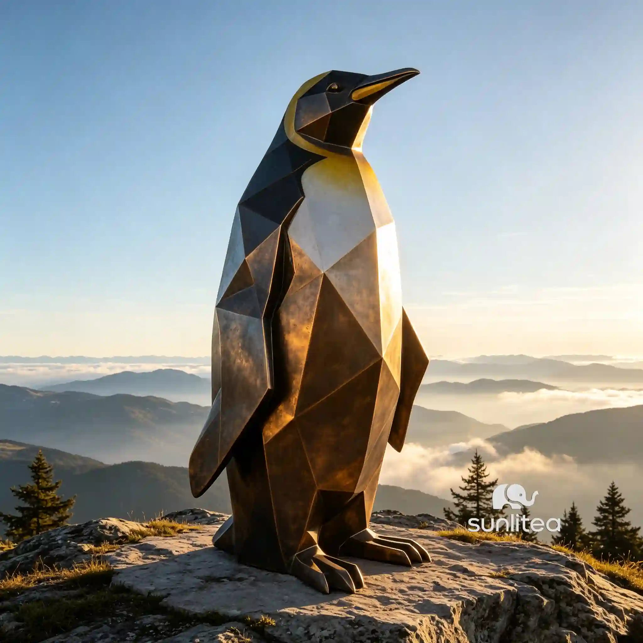 Geometric Penguin Sculpture