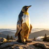 Gold Penguin Statue