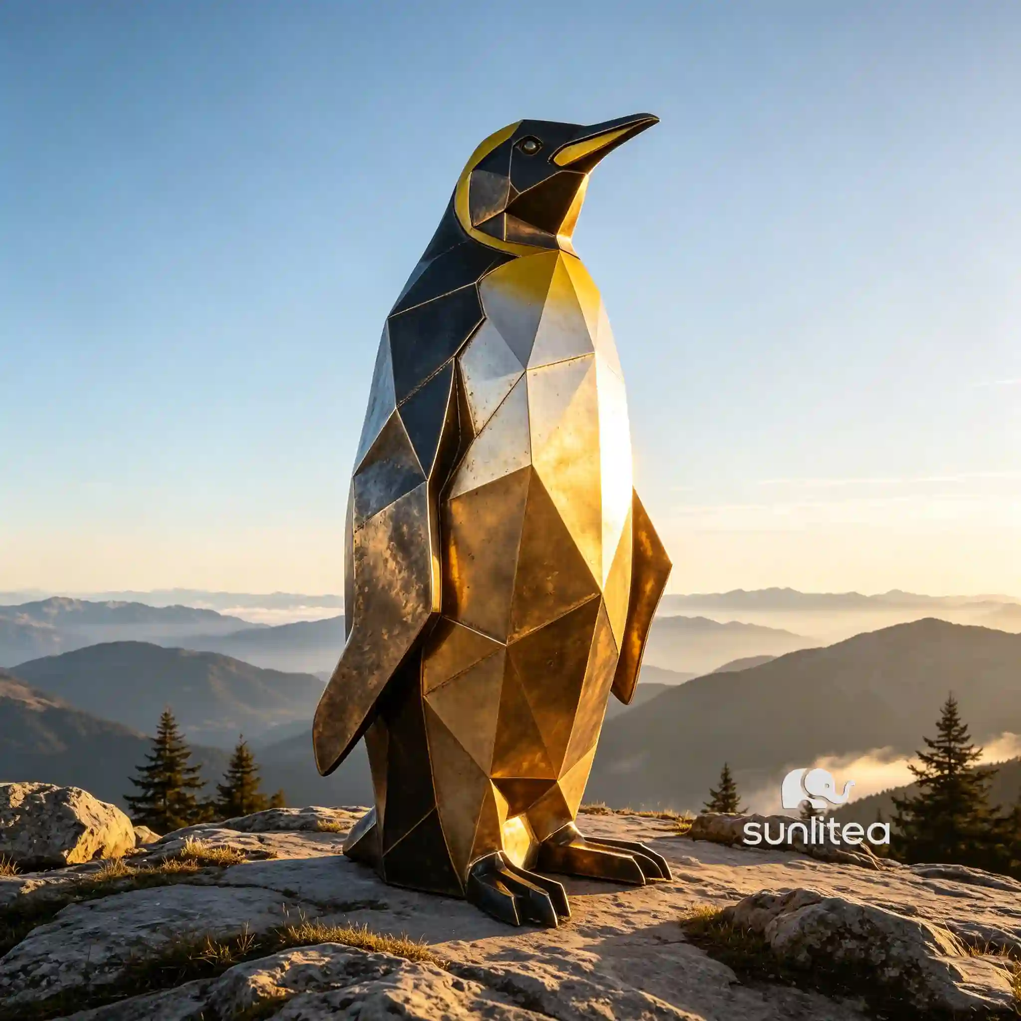 Gold Penguin Statue