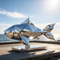 Metal Abstract Fish Sculpture