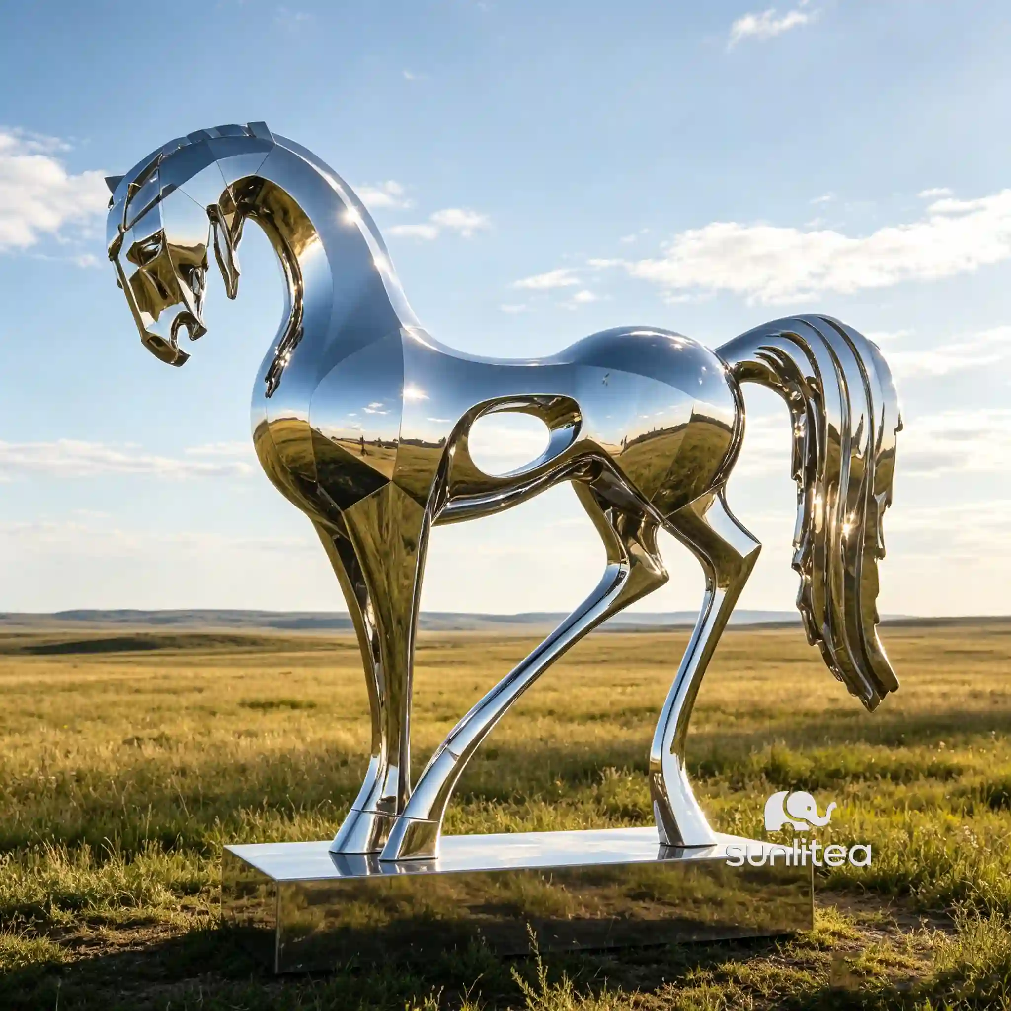 Metal Abstract Horse Sculpture