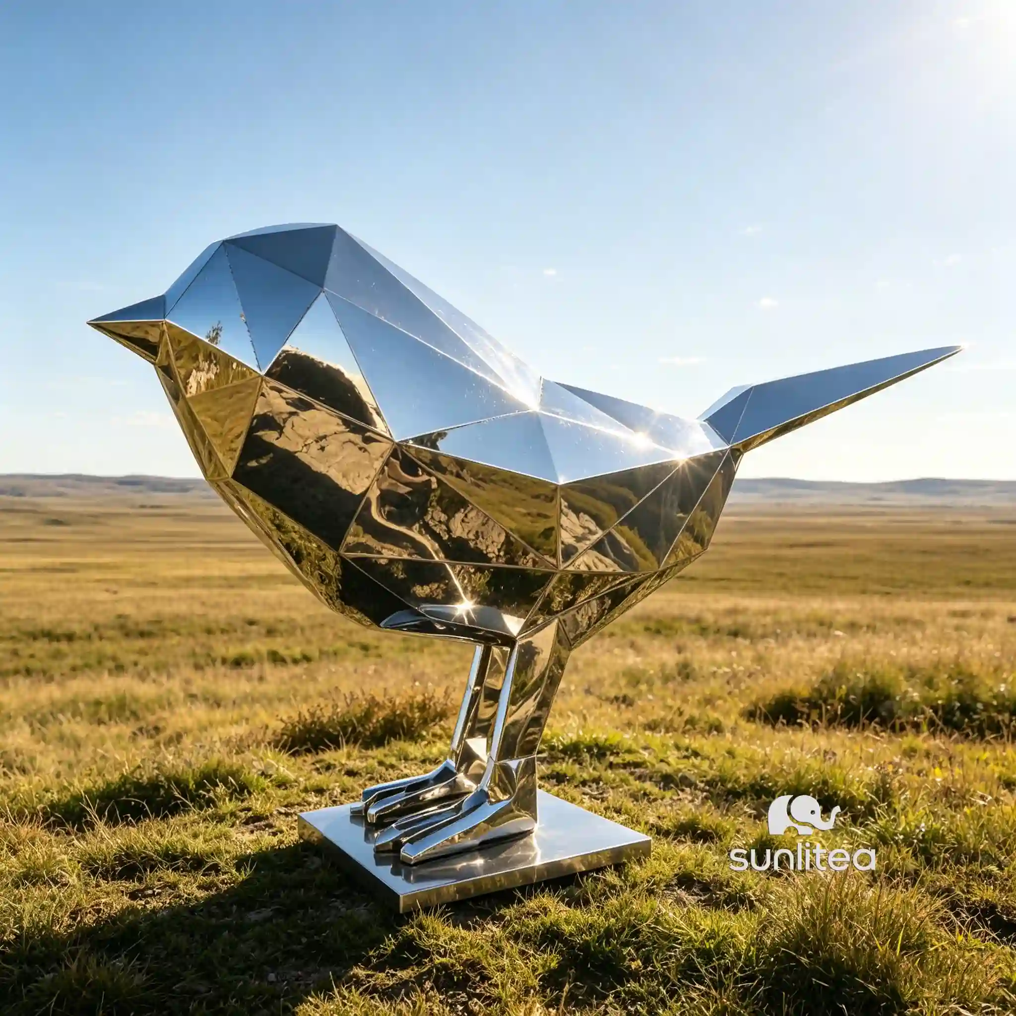 Metal Grassland Abstract Bird Sculpture