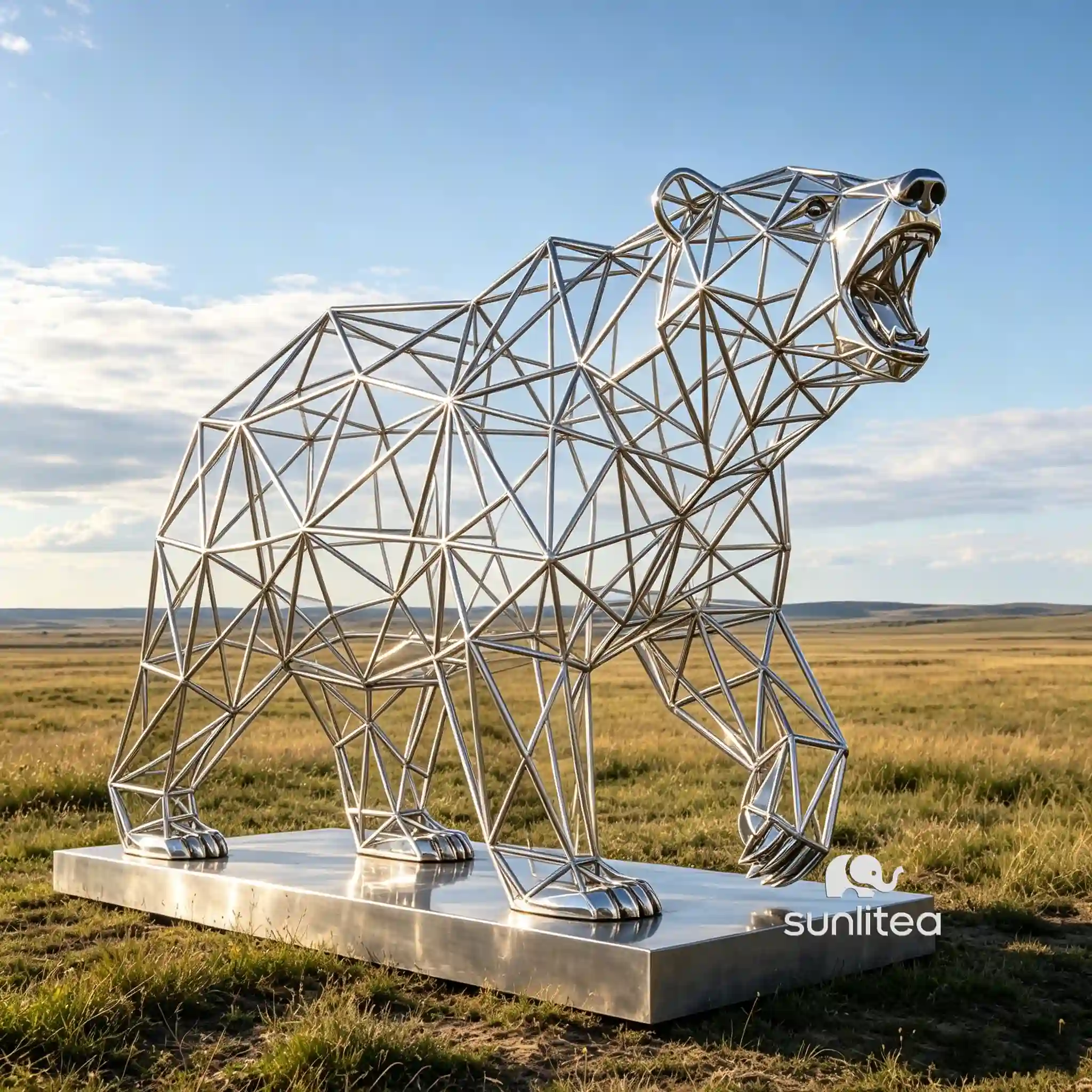 Metal Wire Abstract Bear Sculpture
