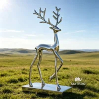 Mirror Metal Abstract Deer Sculpture