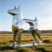 Mirror Metal Abstract Dog Sculpture