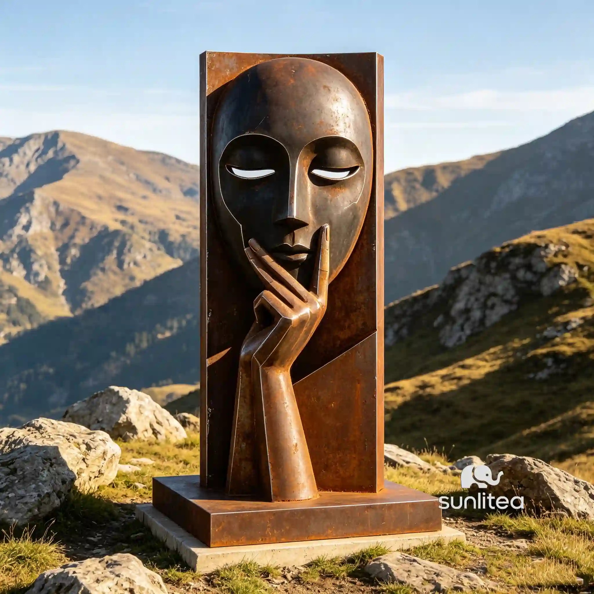 Modern Abstract Face Statue
