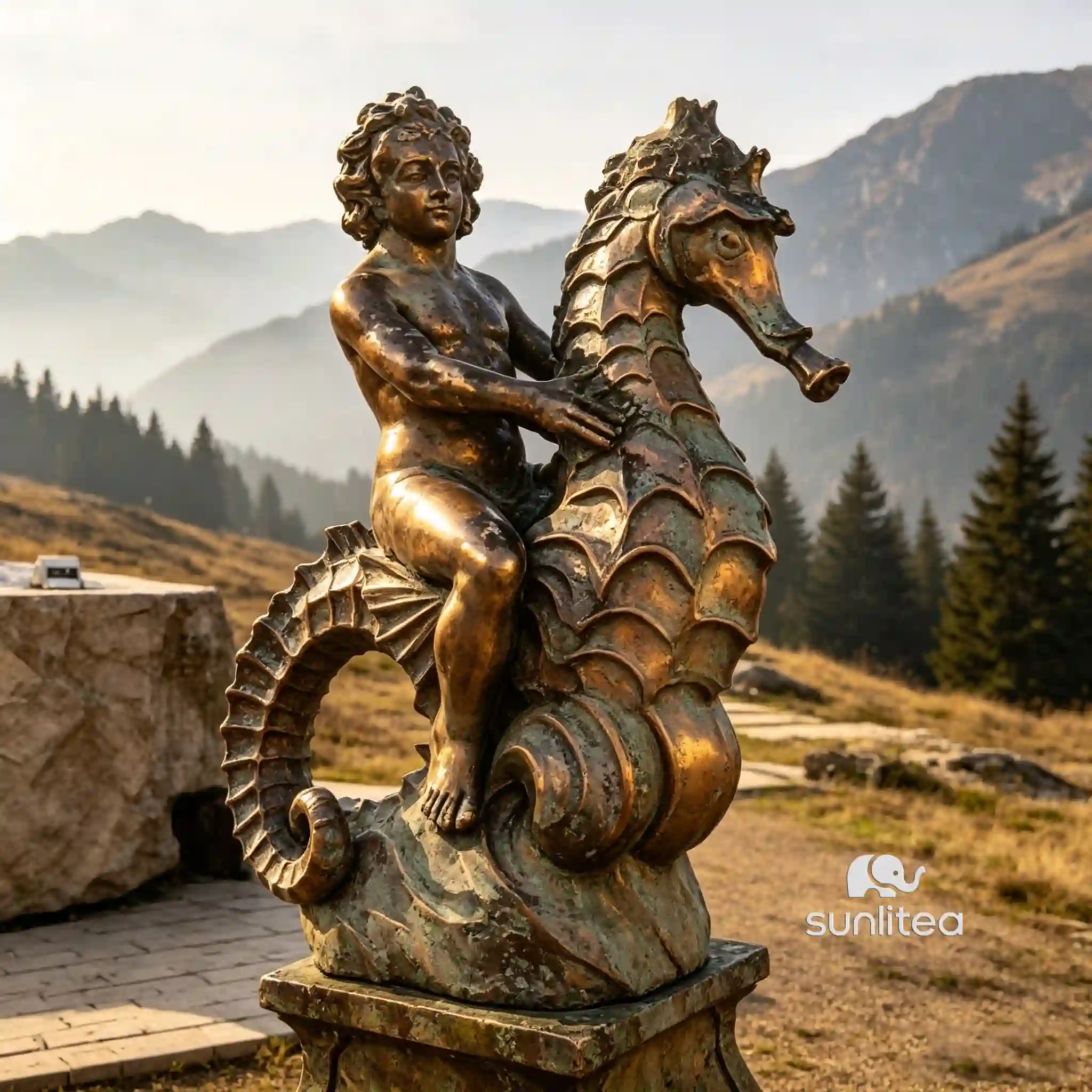 Neptune Sea Horse Statue