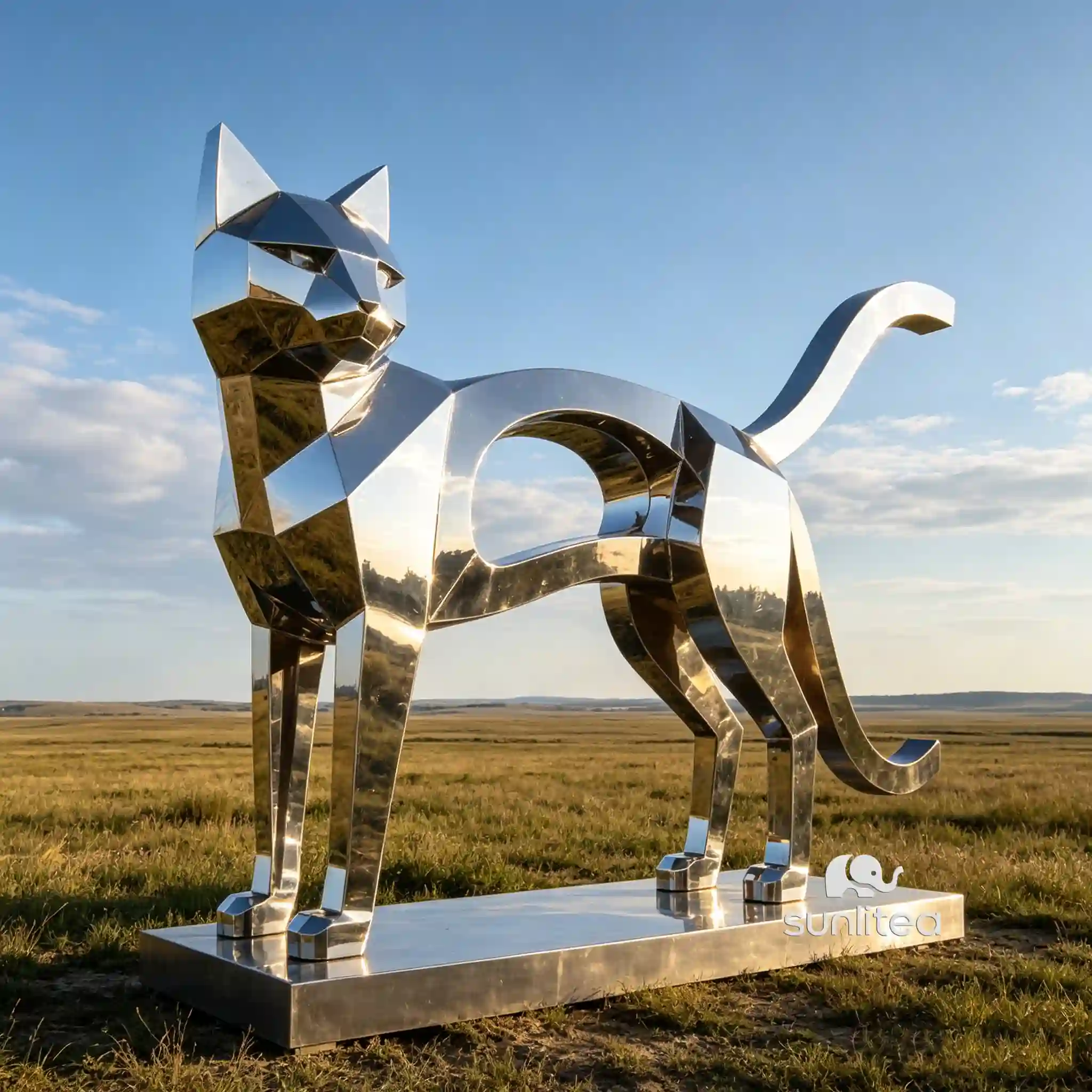 Outdoor Garden Abstract Cat Sculpture