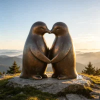 Penguin Couple Sculpture