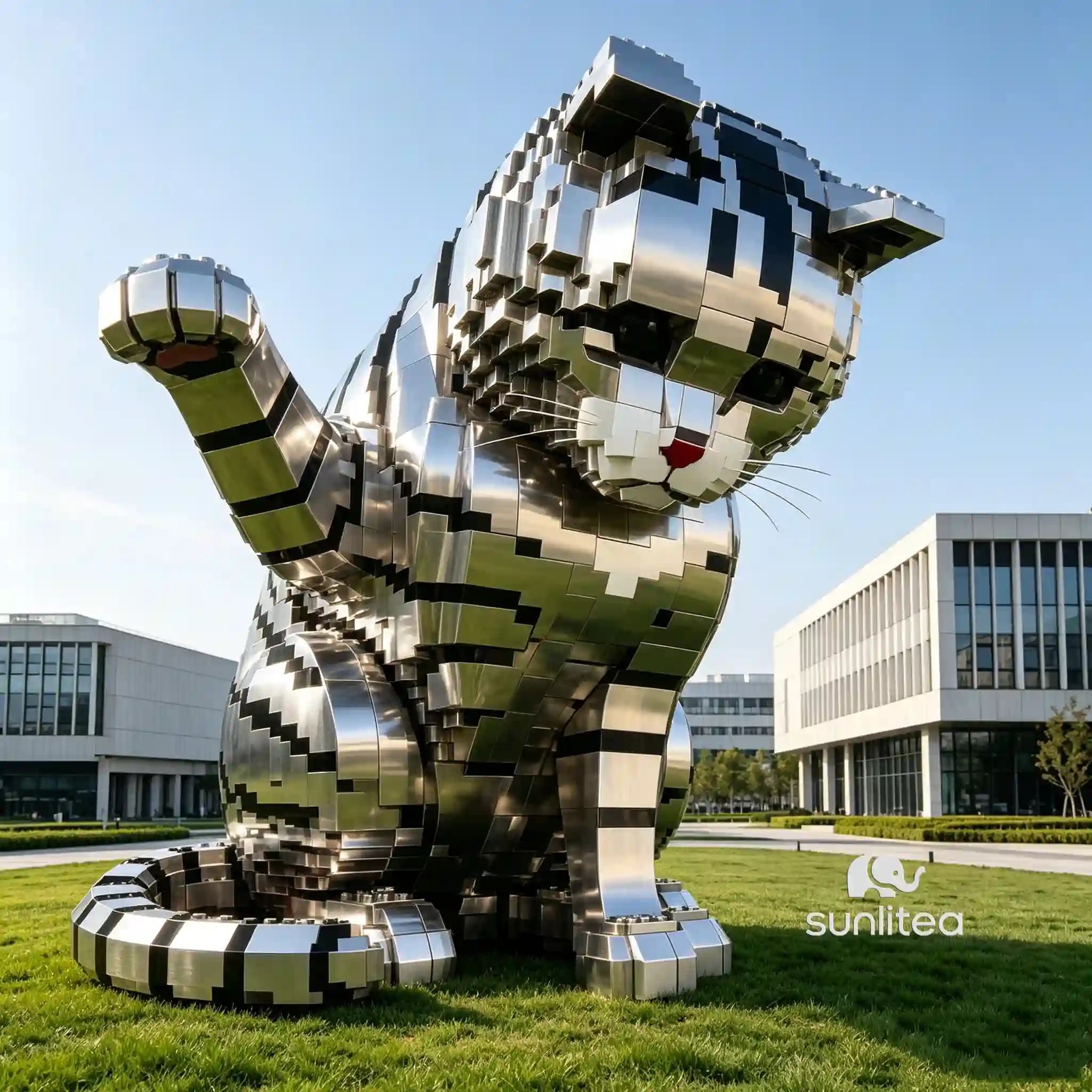 Pixel Cat Statue