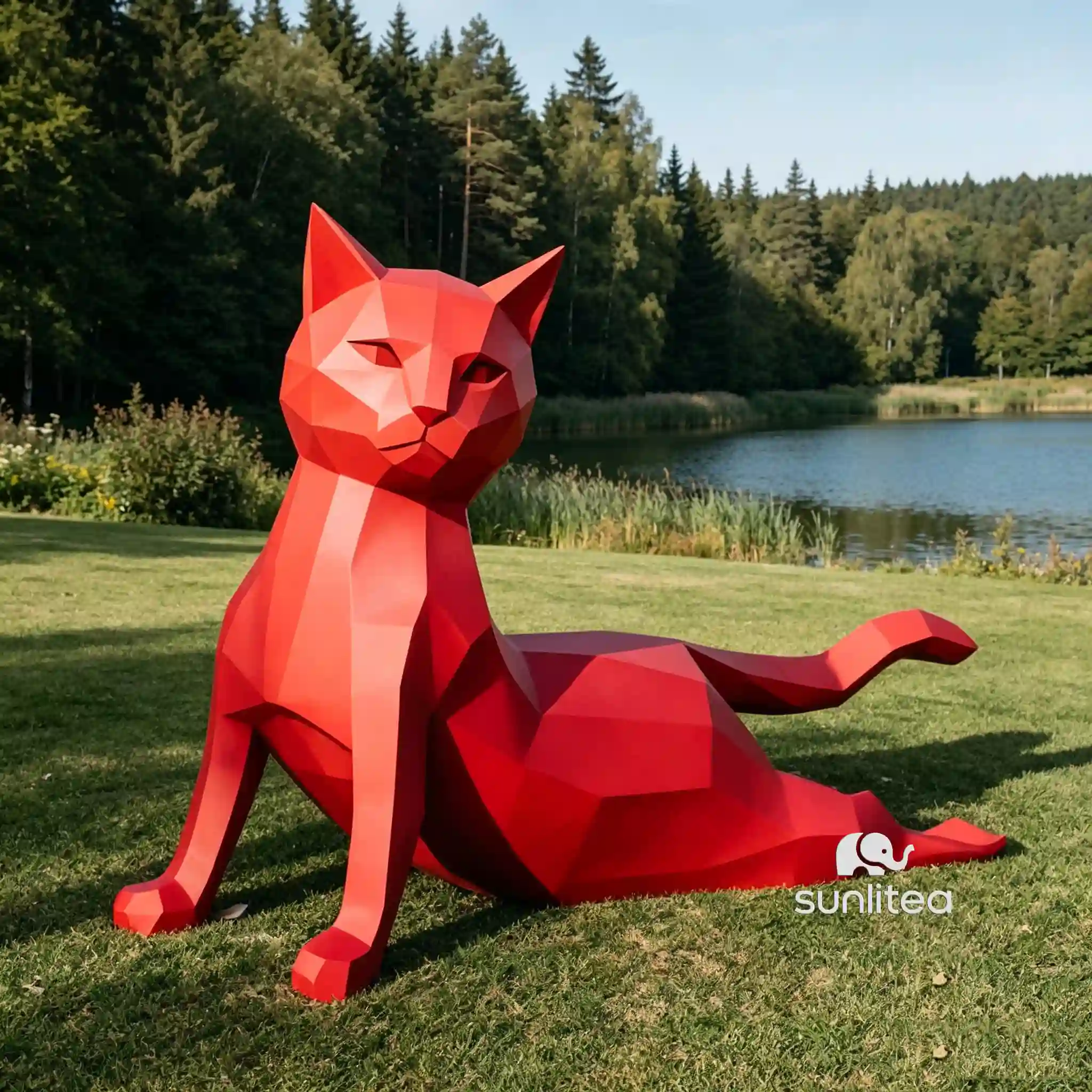 Red Cat Statue