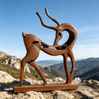 Rust Decor Abstract Deer Sculpture