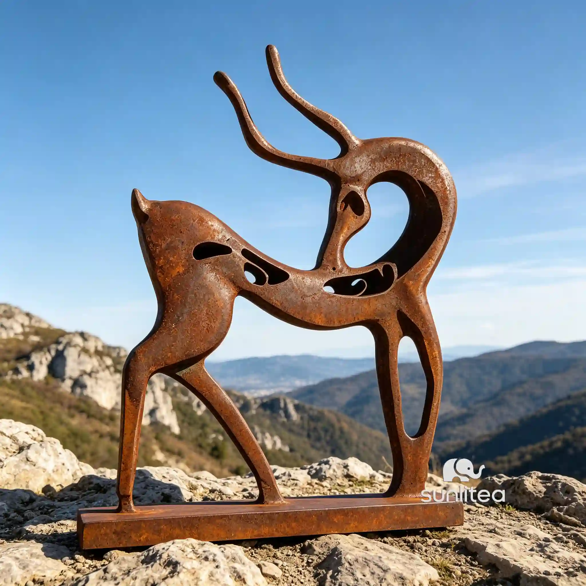Rust Decor Abstract Deer Sculpture