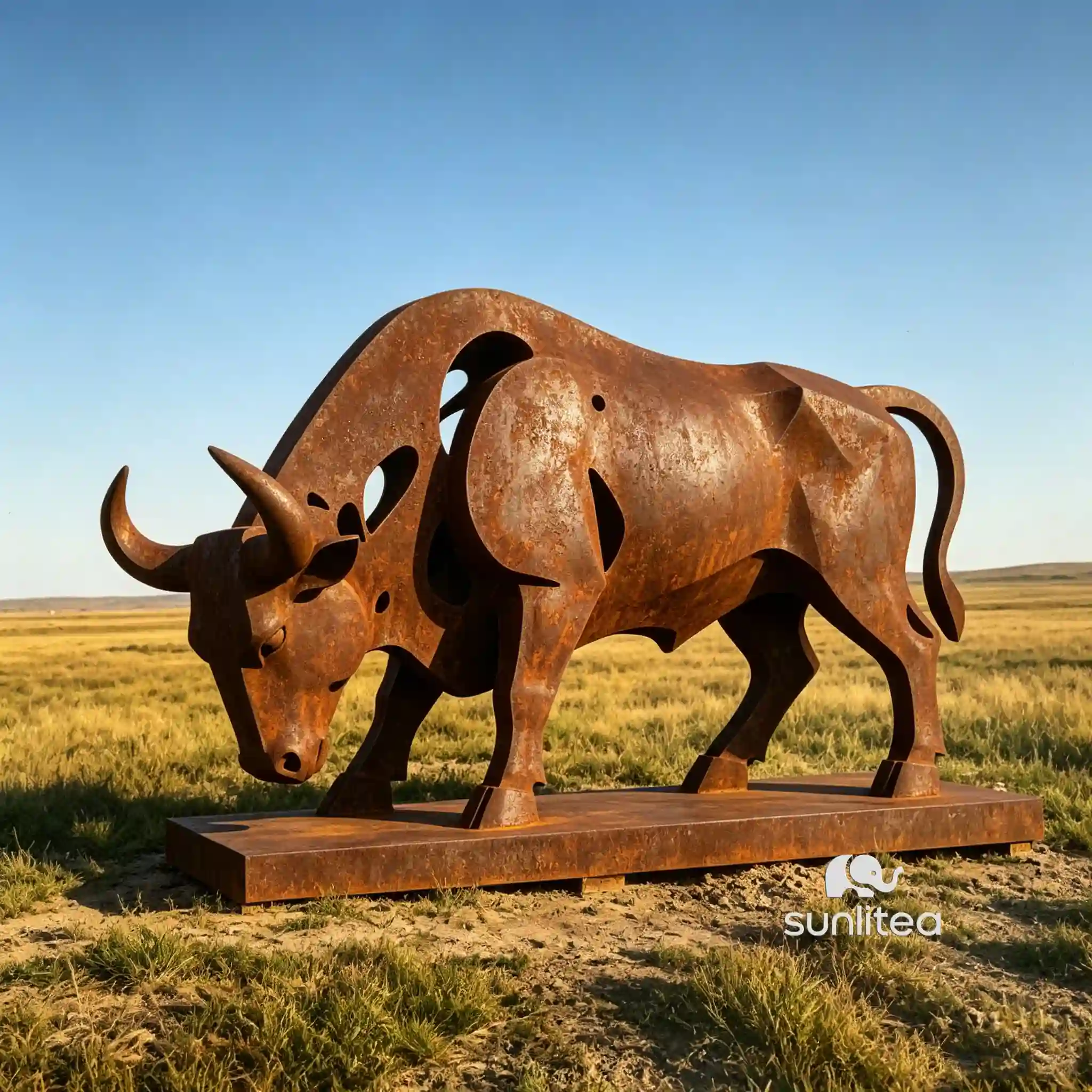 Rust Decorative Abstract Bull Sculpture