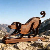 Rust Metal Abstract Dog Sculpture