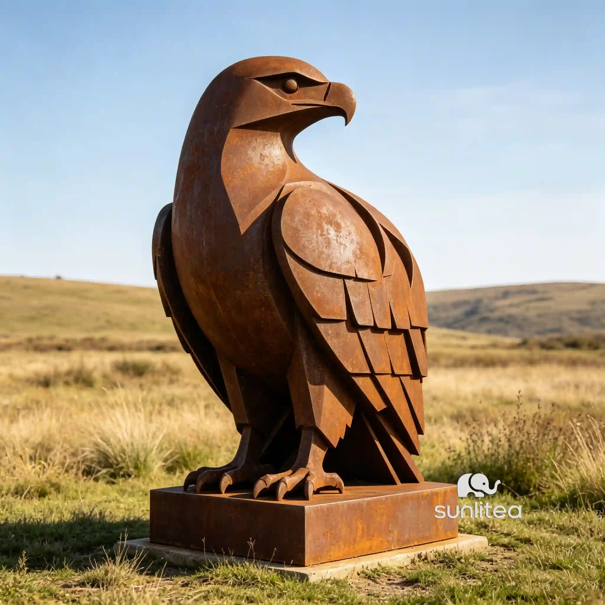 Rust Metal Abstract Eagle Sculpture