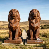 Rust Metal Abstract Lion Sculpture