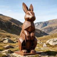 Rust Metal Abstract Rabbit Sculpture
