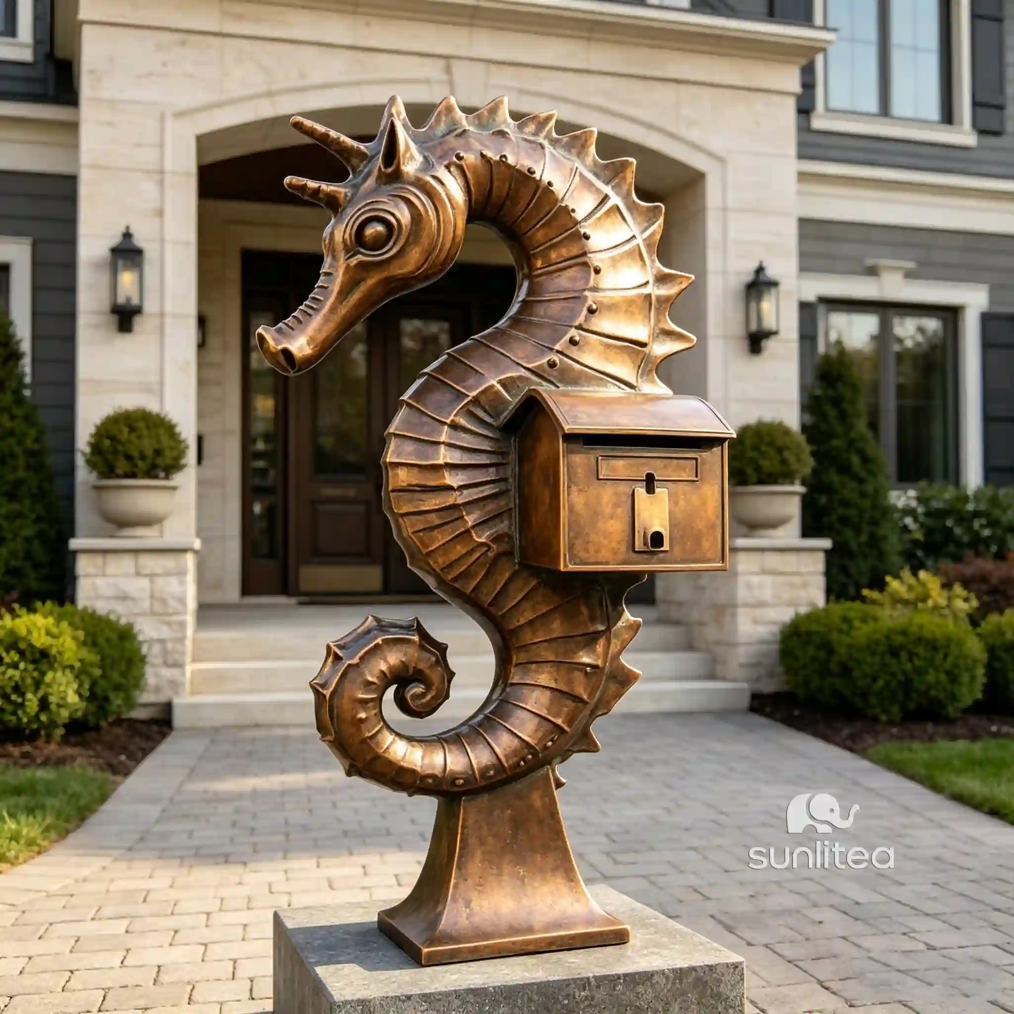 Seahorse Mailbox Statue