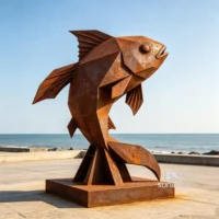 Seaside Rust Abstract Fish Sculpture