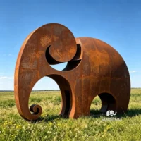 Showpiece Rust Abstract Elephant Sculpture