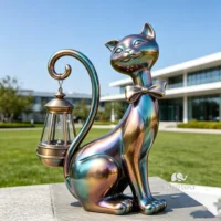 Solar Cat Statue