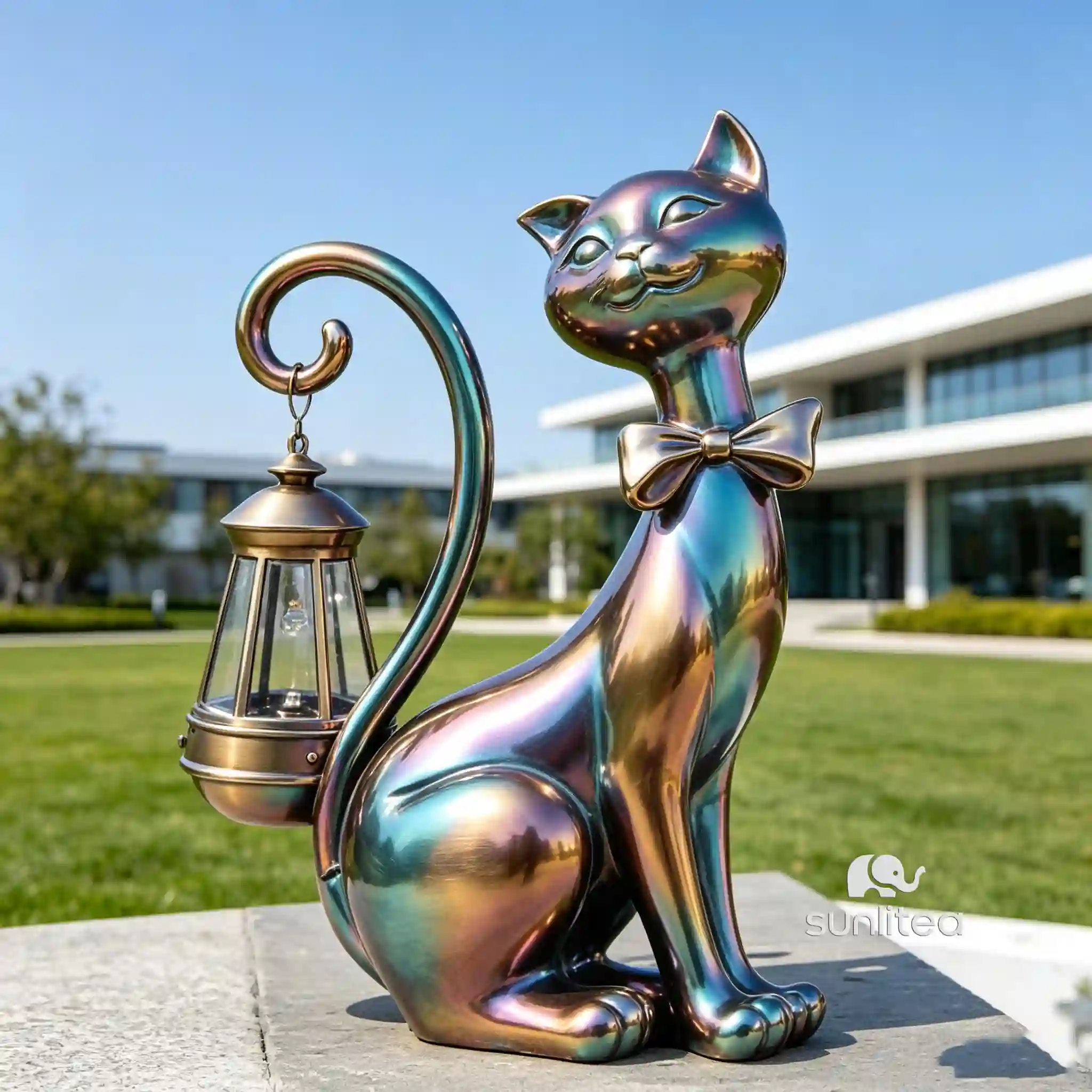 Solar Cat Statue