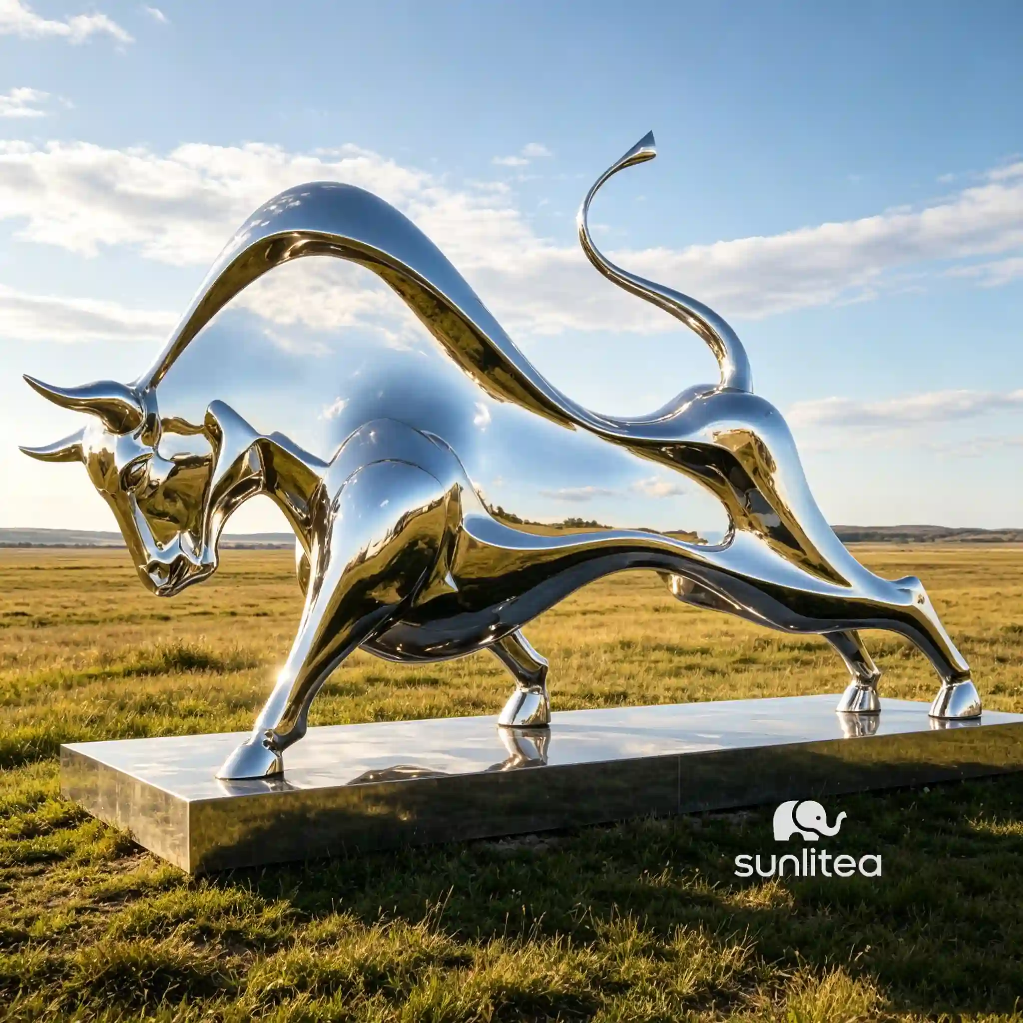 Stainless Steel Abstract Bull Sculpture