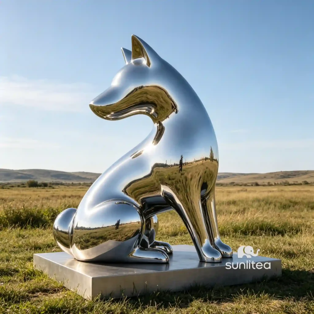 Stainless Steel Abstract Dog Sculpture