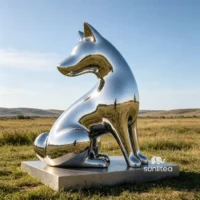 Stainless Steel Abstract Dog Sculpture