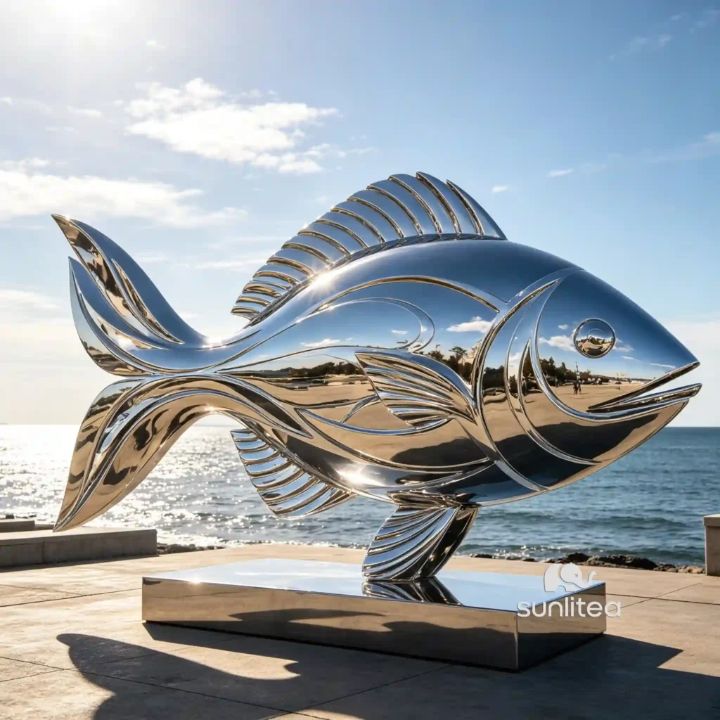 Stainless Steel Abstract Fish Sculpture