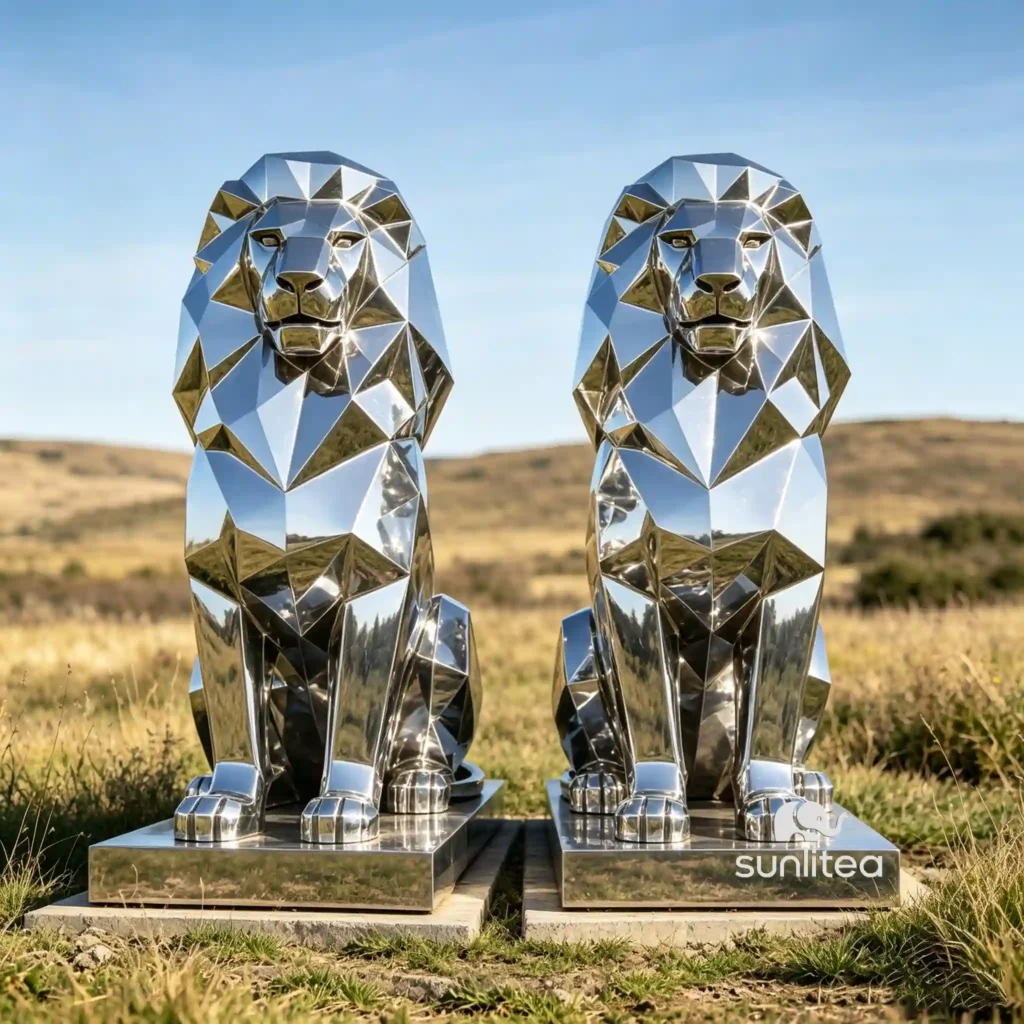 Stainless Steel Abstract Lion Sculpture