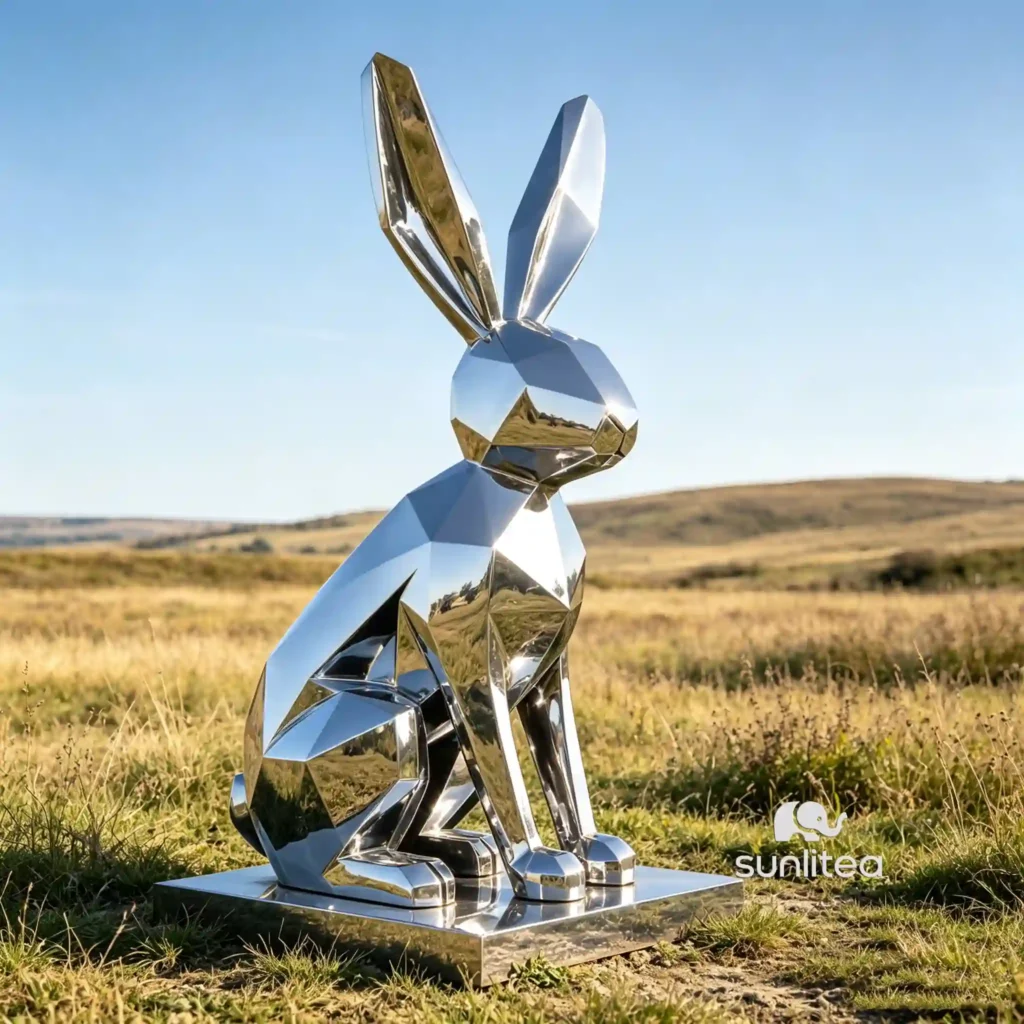 Stainless Steel Abstract Rabbit Sculpture
