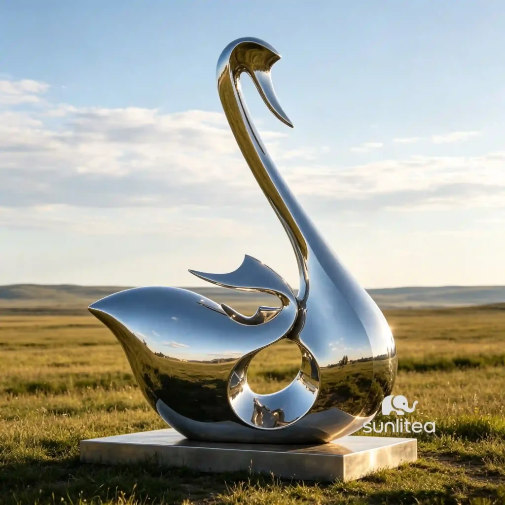 Stainless Steel Abstract Swan Sculpture