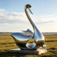 Stainless Steel Abstract Swan Sculpture