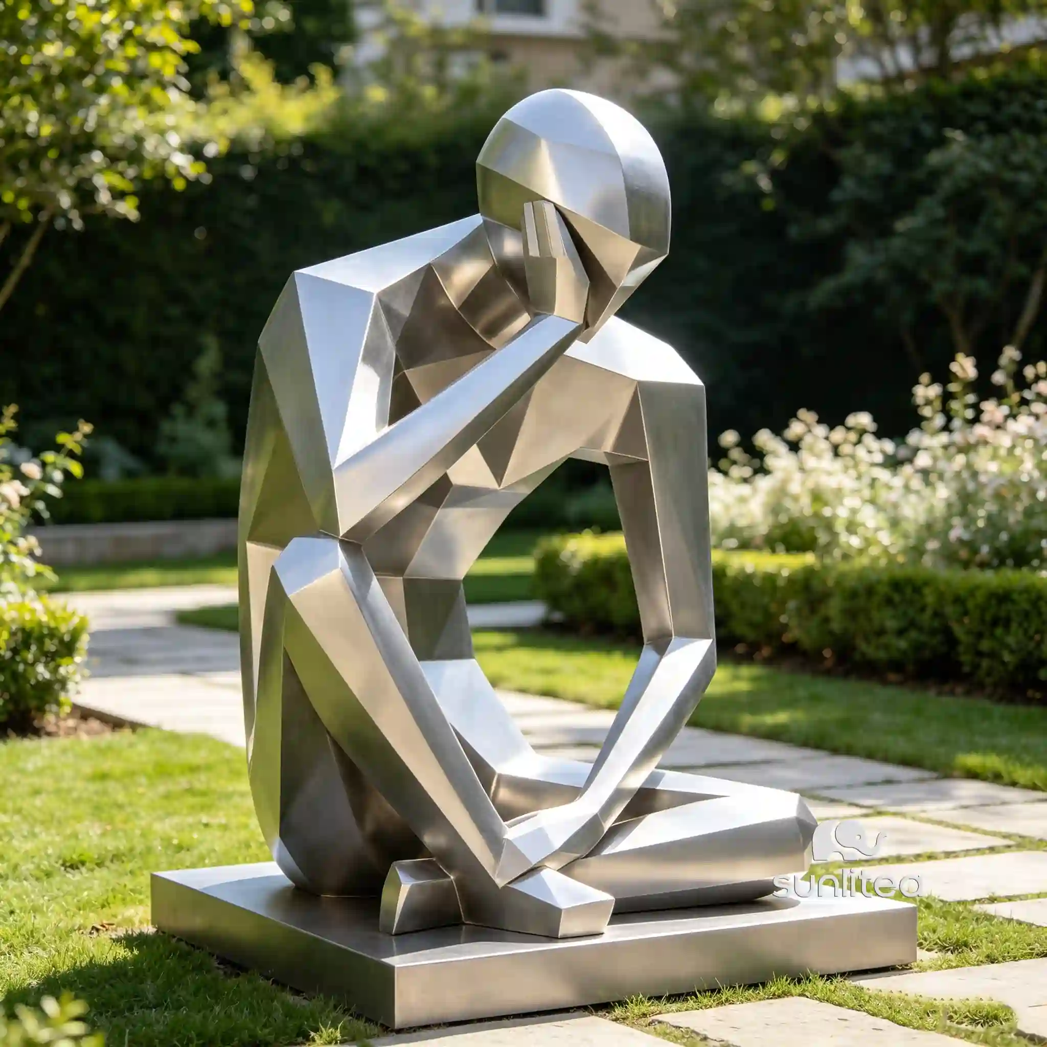 Stainless Steel Abstract Thinker Statue