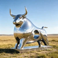 Stainless Steel Art Abstract Bull Sculpture