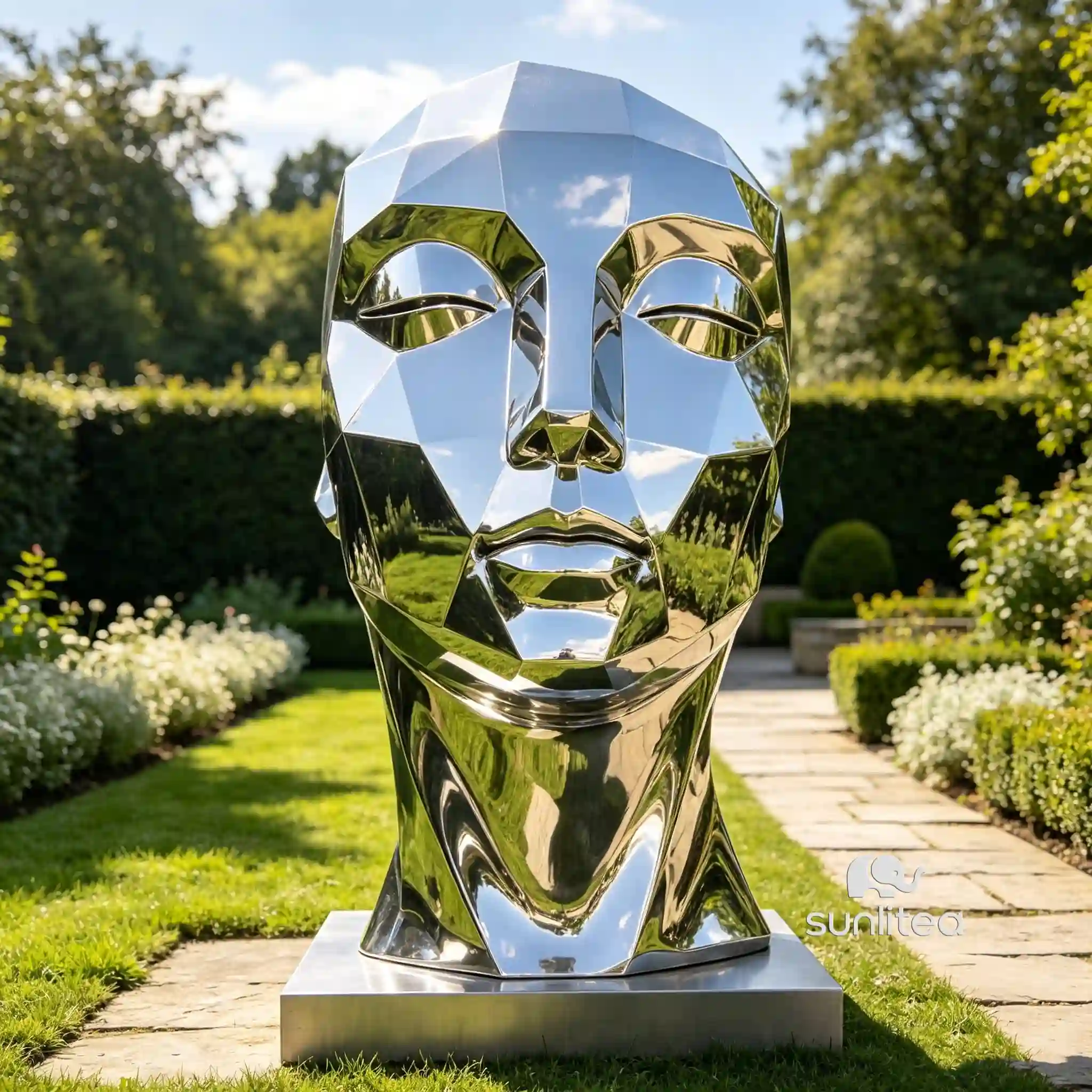 Stainless Steel Metal Abstract Face Statue