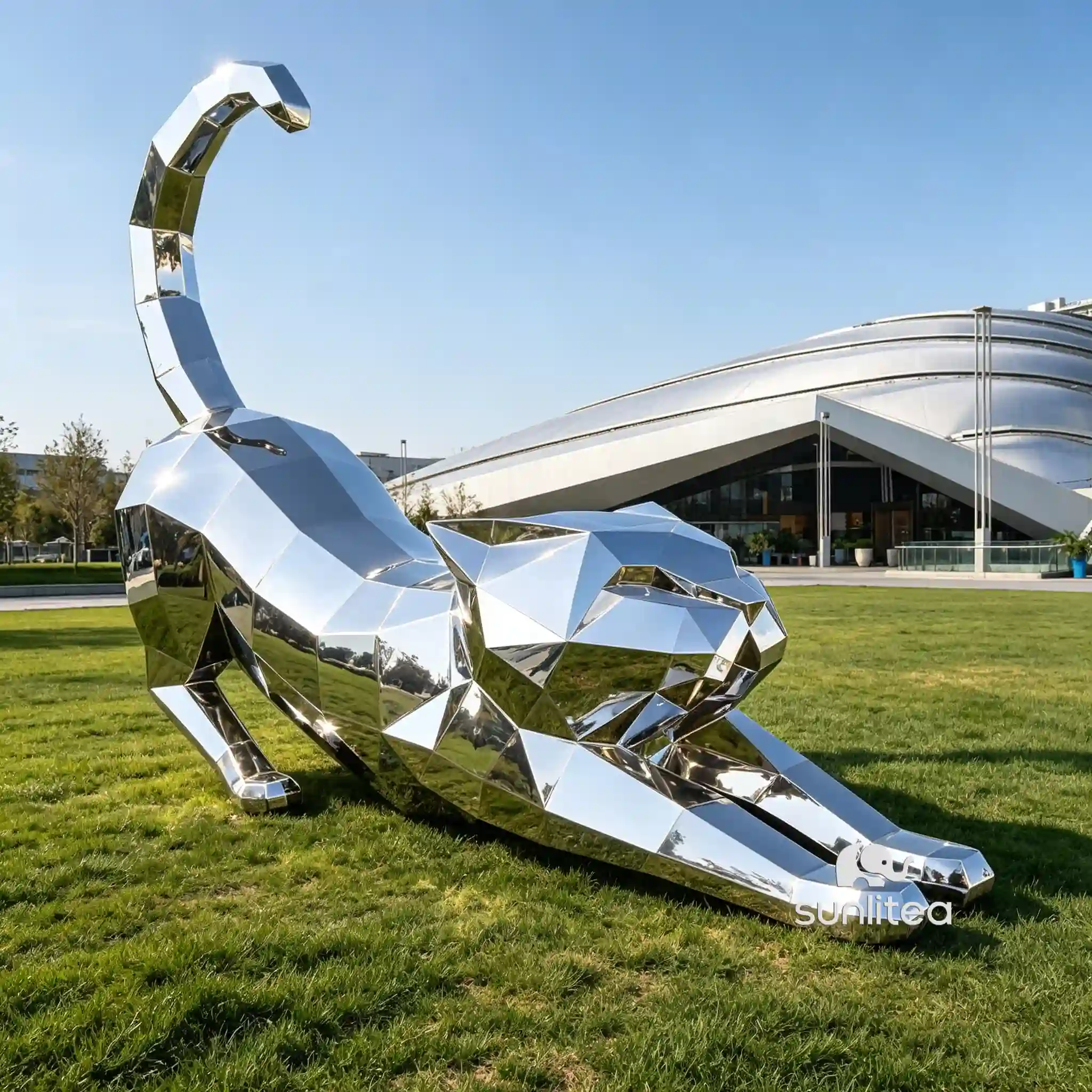 Stretching Cat Sculpture