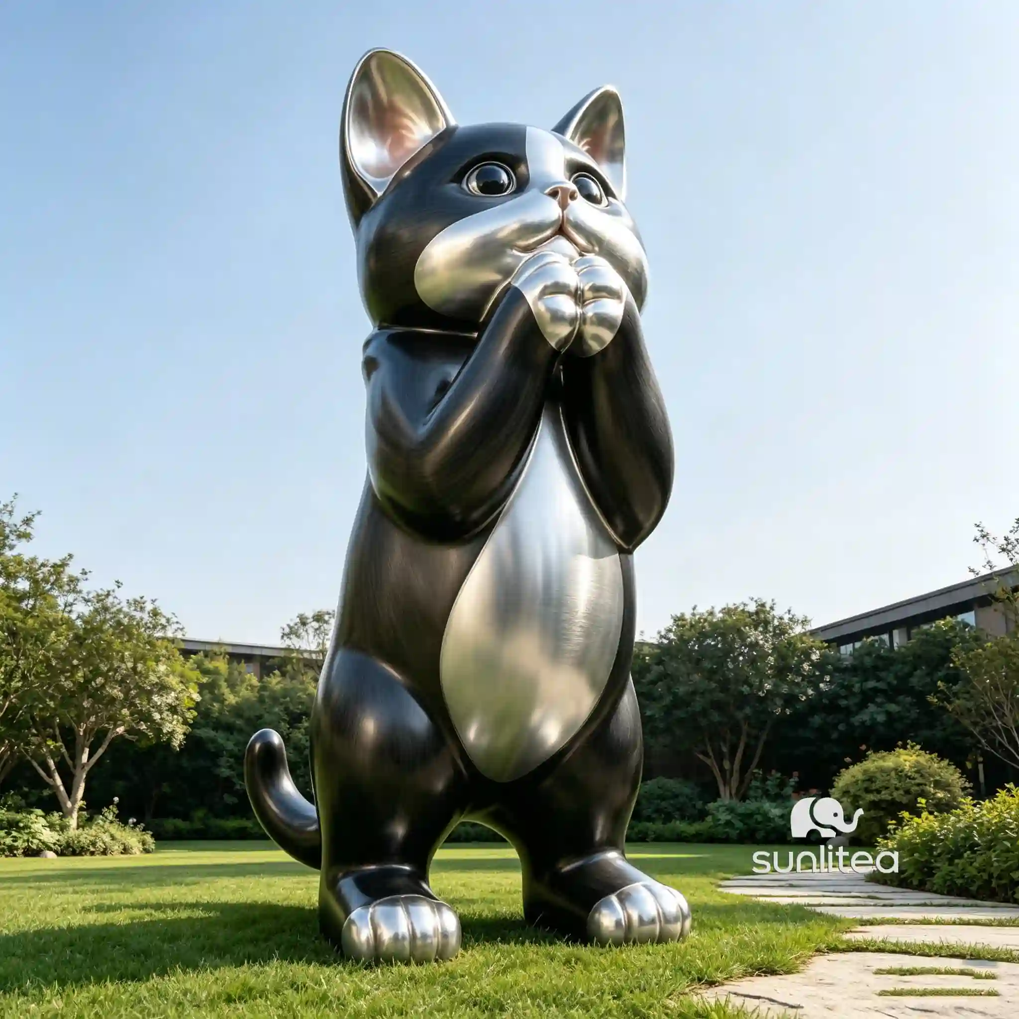Tuxedo Cat Garden Statue