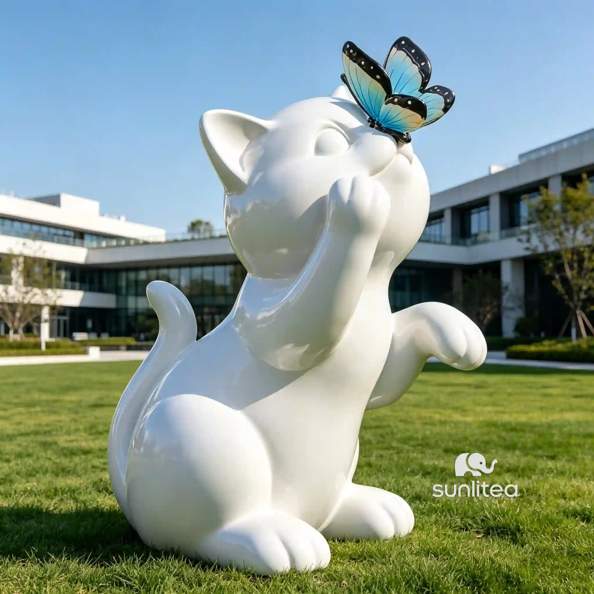 White Cat Statue