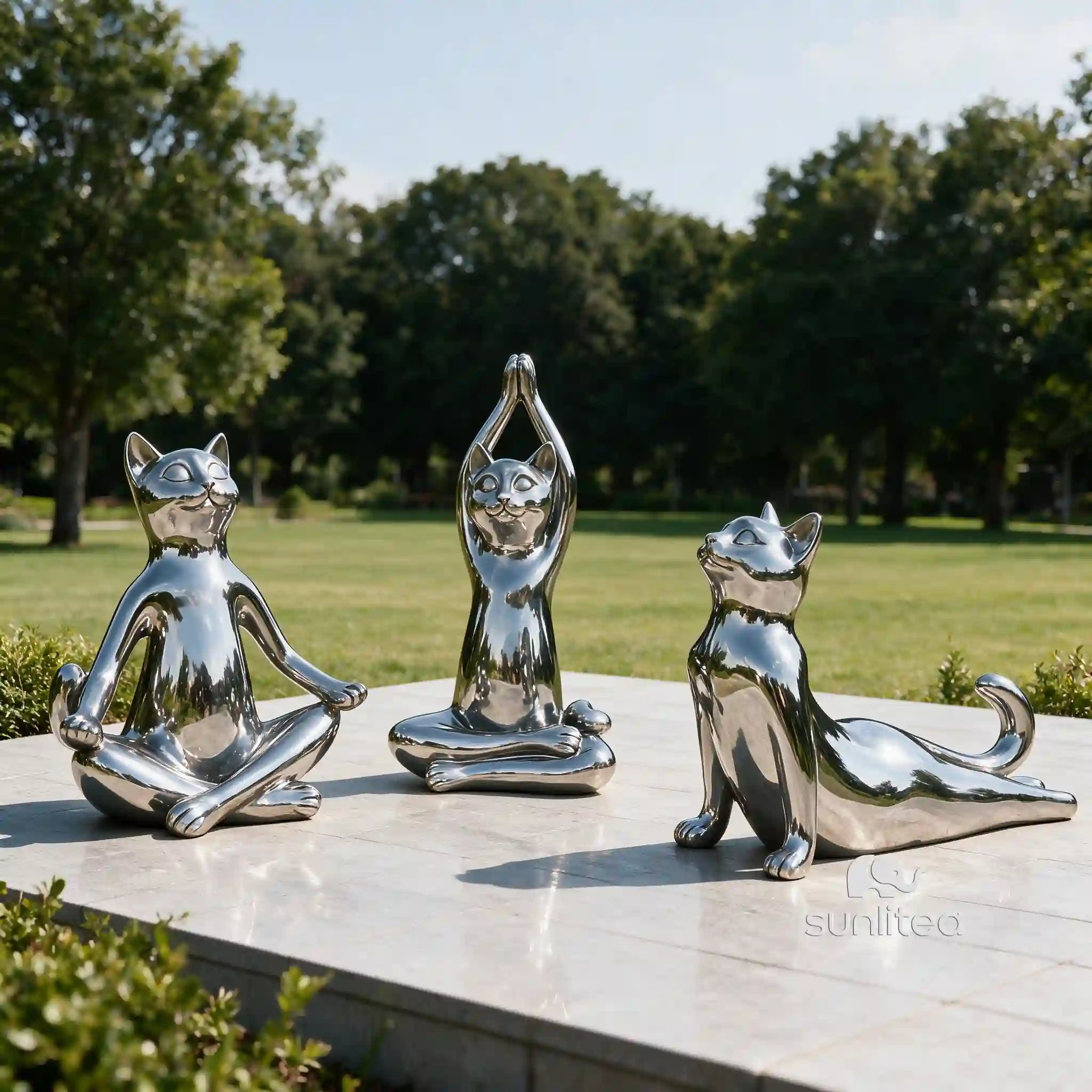 Yoga Cat Statue