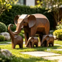 Abstract Elephant Family Sculpture