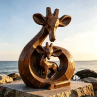 Abstract Giraffe Family Sculpture