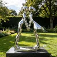 Abstract Kissing Lovers Sculpture