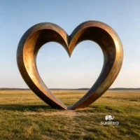 Bronze Abstract Heart Sculpture