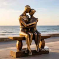 Bronze Abstract Lovers Sculpture
